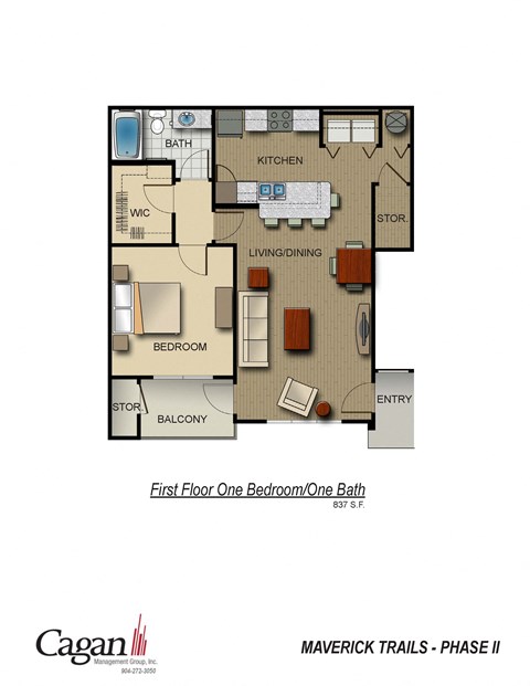 First Floor 1 Bedroom Layout